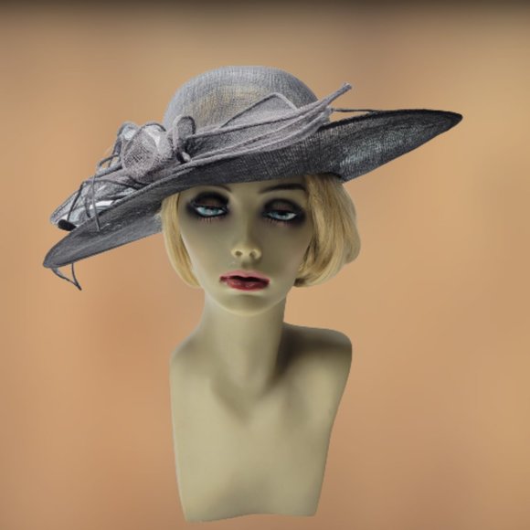 Large Wide Brim Hat Black Sinamay Hat Wedding Adjustable Hat- NEW main image 7